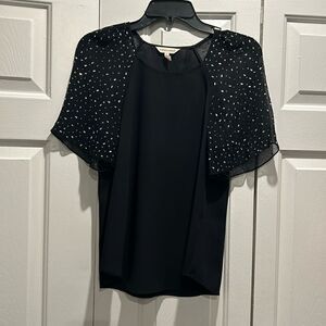 Rebecca Taylor Black Blouse w Decorative Sleeves, Size 0